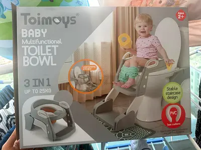 Toimoys 3-in-1 Baby Toilet Bowl with Step Stool (Up to 25kg)