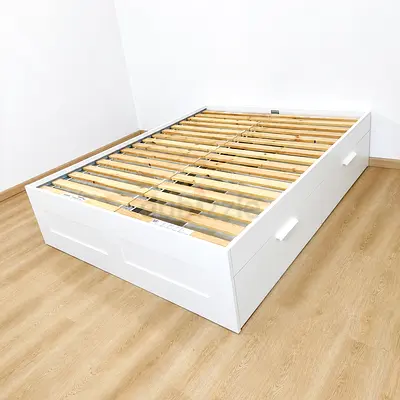 IKEA king size bed with 4 storage drawers and mattress for sale