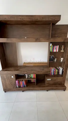 Wooden Entertainment Center / TV Unit with Shelves and Cabinets