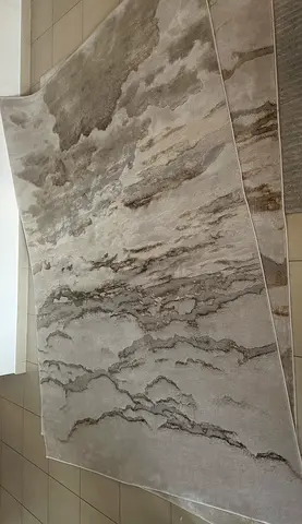 Large modern abstract grey-beige area rug - good condition, 200X290 CM, clean, no stains or marks.