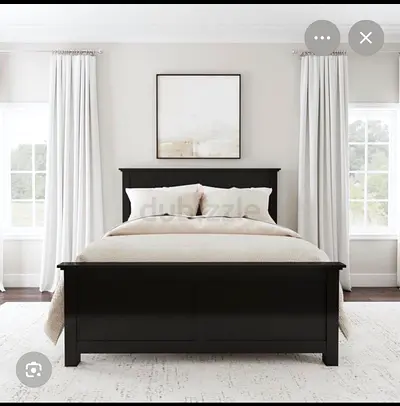 Classic Black Wooden Bed Frame