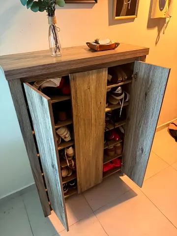 Compact Wooden Shoe Cabinet with Double Doors
