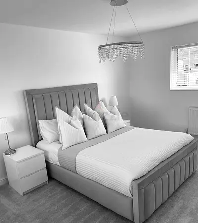 Brand New Double Size Bed Frame With Mattress. Stylish Fabric Bed Frame With Mattress