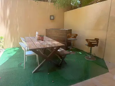 🌿 Rustic Outdoor Patio Dining Set +3 Chairs + Wood Bench + Wood Bar + Storage+ 2 Stools
Complete