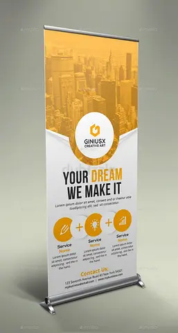 Retractable Roll-Up Banner Stand with Printed Graphic