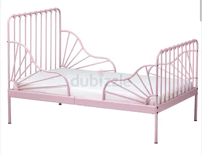 Pink Metal Single Bed Frame with Decorative Headboard  Footboard X2 Ikea