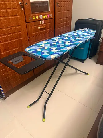 Sturdy Folding Ironing Board with Geometric Print Cover