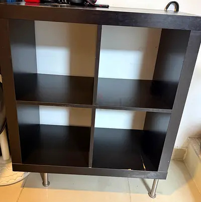 Black-Brown Cube Shelf (2x2) with Custom Legs - IKEA