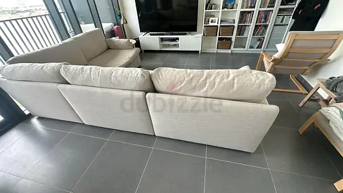 Home Center Feather filled Sofa Beige