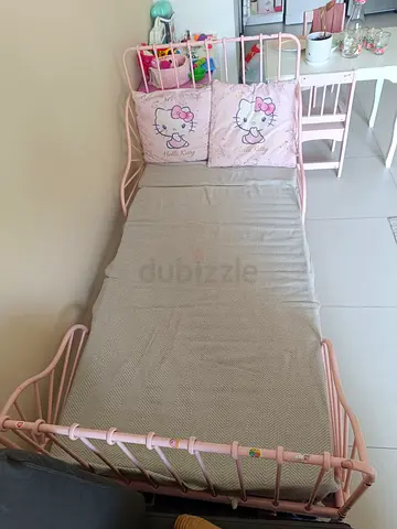 Pink Metal Single Bed Frame with Decorative Headboard  Footboard X2 Ikea