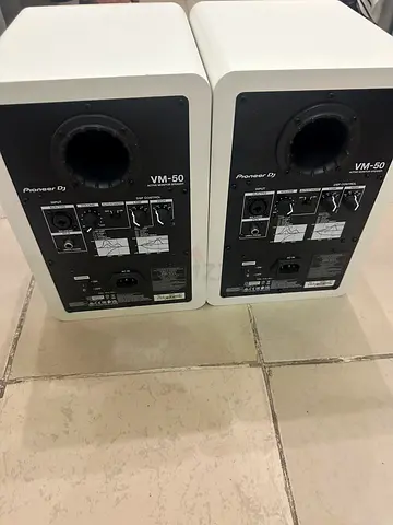 Pair of Pioneer VM-50 Powered Studio Monitors - White