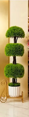 Artificial Topiary Tree - 3-Tier Faux Plant in White Planter