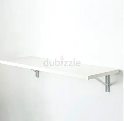 White foldeble wall table with metal brackets - 80cm x 40 cm