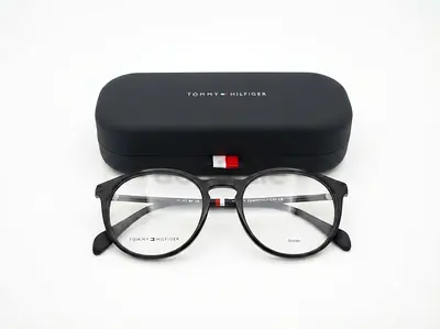 Tommy Hilfiger Round Prescription Glasses with Case - Black