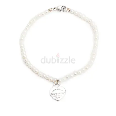 Tiffany Co Sterling Silver Return to Tiffany Mini Heart Tag 3 MM Pearl Bracelet