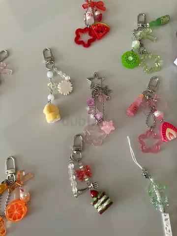 Lot of cute fruit dessert charm keychains - assorted pastel phone/bag charms