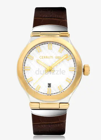 Cerruti 1881 Mens Two-Tone Leather Strap Wristwatch