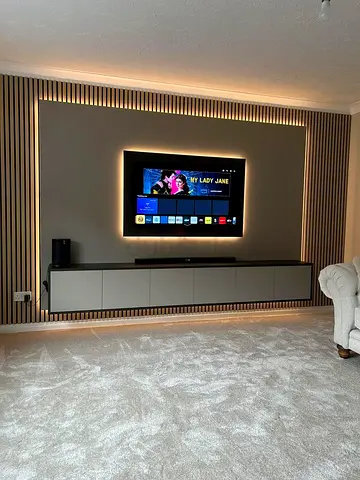 Modern Wall Mounted Entertainment Center with Storage