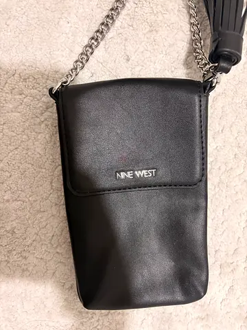 Black Nine West Crossbody Phone Bag with Tassel