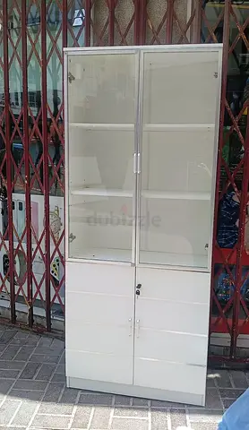 White wooden files Cabinet with Glass Display Doors brand new
