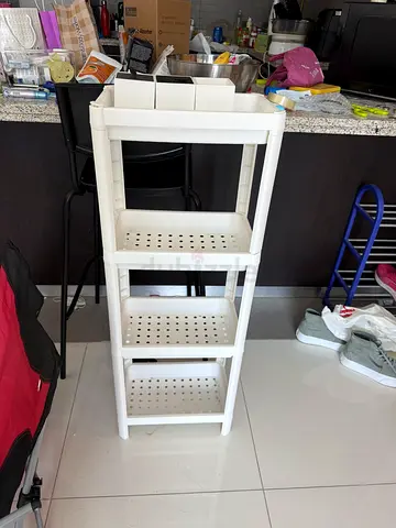 White 4-Tier Plastic Shelving Unit - excellent condition