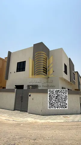 Villa for rent in Ajman, Al Helio area. Two floors, spacious layout, master bedrooms, double-glazed