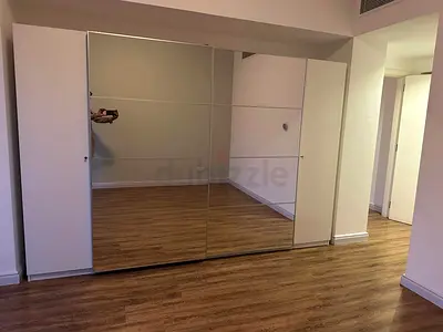 Large Mirrored Sliding Wardrobe - White Finish, Good Condition