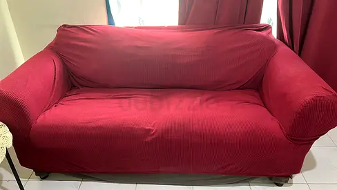 Two-seater IKEA fabric sofa in good used condition