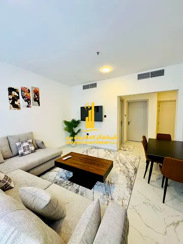 ✨ Luxury apartment for monthly rent, one bedroom and a hall with an open view, fully furnished with elegant furniture and a fully equipped kitchen
