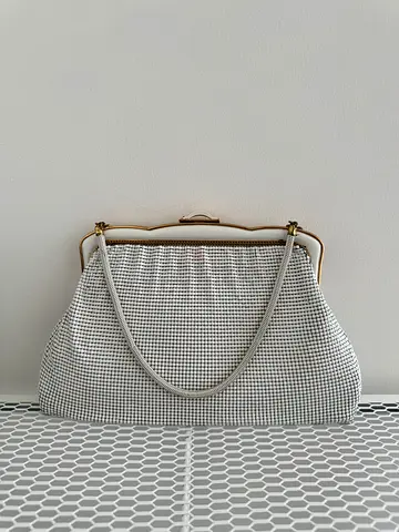OROTON Australia Luxury fashion house Vintage-style beaded clutch handbag with metal frame