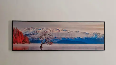 Framed Landscape Wall Art - Lake and Mountain Panorama