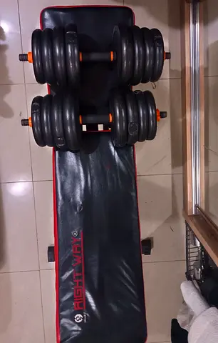 Urgent Moving Sale – Adjustable 15kg Dumbbells (Pair) + Workout Bench