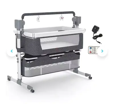 Adjustable Bedside Bassinet / Cradle with Storage and Remote