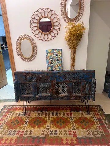 Vintage patterned kilim rug - handmade afghani kilim