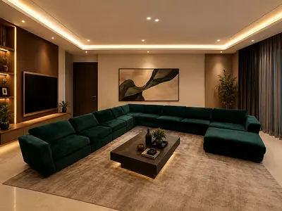 Modern Large Emerald Green Sectional U-Shaped Sofa