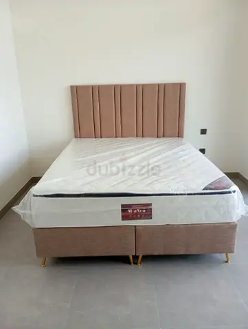 Queen size upholstered bed frame with mattress -