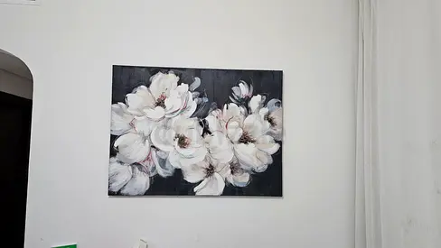 Large Floral Canvas Wall Art - White Peony Painting-from Pan Home