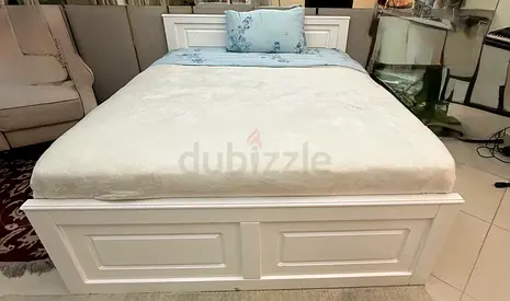 White Wooden Double Bed - Good Condition