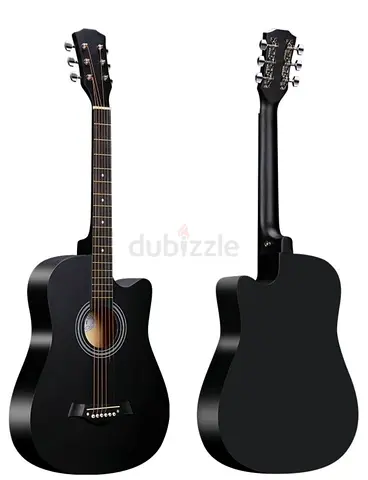 Black Matte Acoustic Guitar with Cutaway Body And with capo and 3 picks