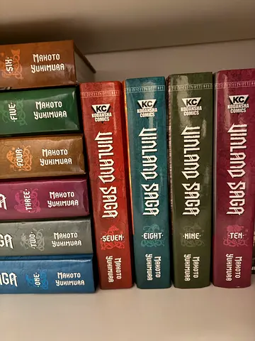 Vinland Saga manga volumes (Volumes 1–10) by Makoto Yukimura — set in pristine condition used once