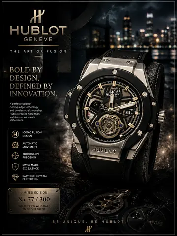 Hublot-style Automatic Mens Watch with Open Heart Dial