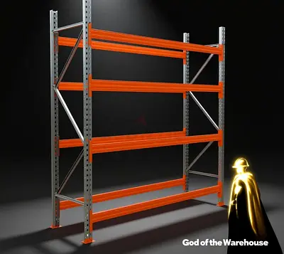 Heavy Duty Warehouse Pallet Racking Shelving - 3 Beam Levels, Steel Frame