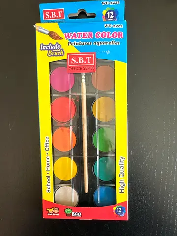 Water Color Set with 12 Colors and Premium Brushes