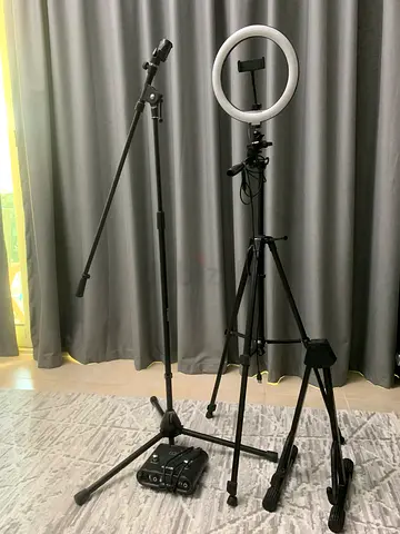 Ring Light, Microphone stand and electric guitar stand