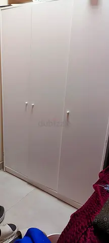 White 3-Door Wardrobe - Good Condition, Simple Design