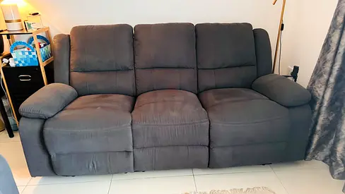 Comfortable Grey 5 seater sofa, 3 Seater Recliner
