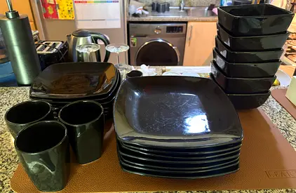 IKEA Dinnerware set - Plates / Bowls / Cups - Gloss Black