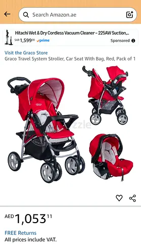 Red Graco Travel System Stroller with Infant Car Seat - Good Condition