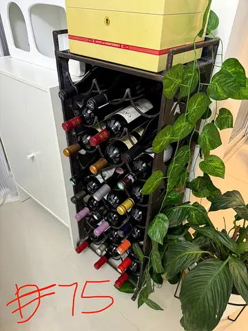 Iron Steel Wine Rack - Holds 24 Bottles, Good Condition