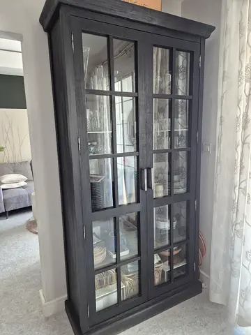Large Black Glass Door Display Cabinet / China Cabinet from The One